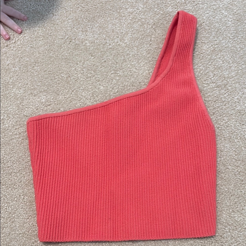 Coral One-Shoulder Ribbed Top. Babaton sold at aritzia